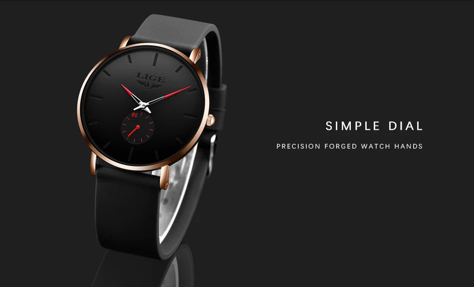 LIGE Sports Luxury Waterproof Ultra-Thin Watch for Men Women