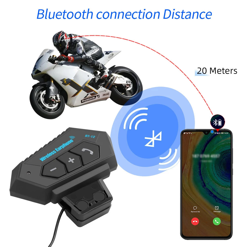KEBIDUMEI Motorcycle Helmet Stereo Bluetooth Wireless Handsfree Mic Headphones For Motorbike Rider
