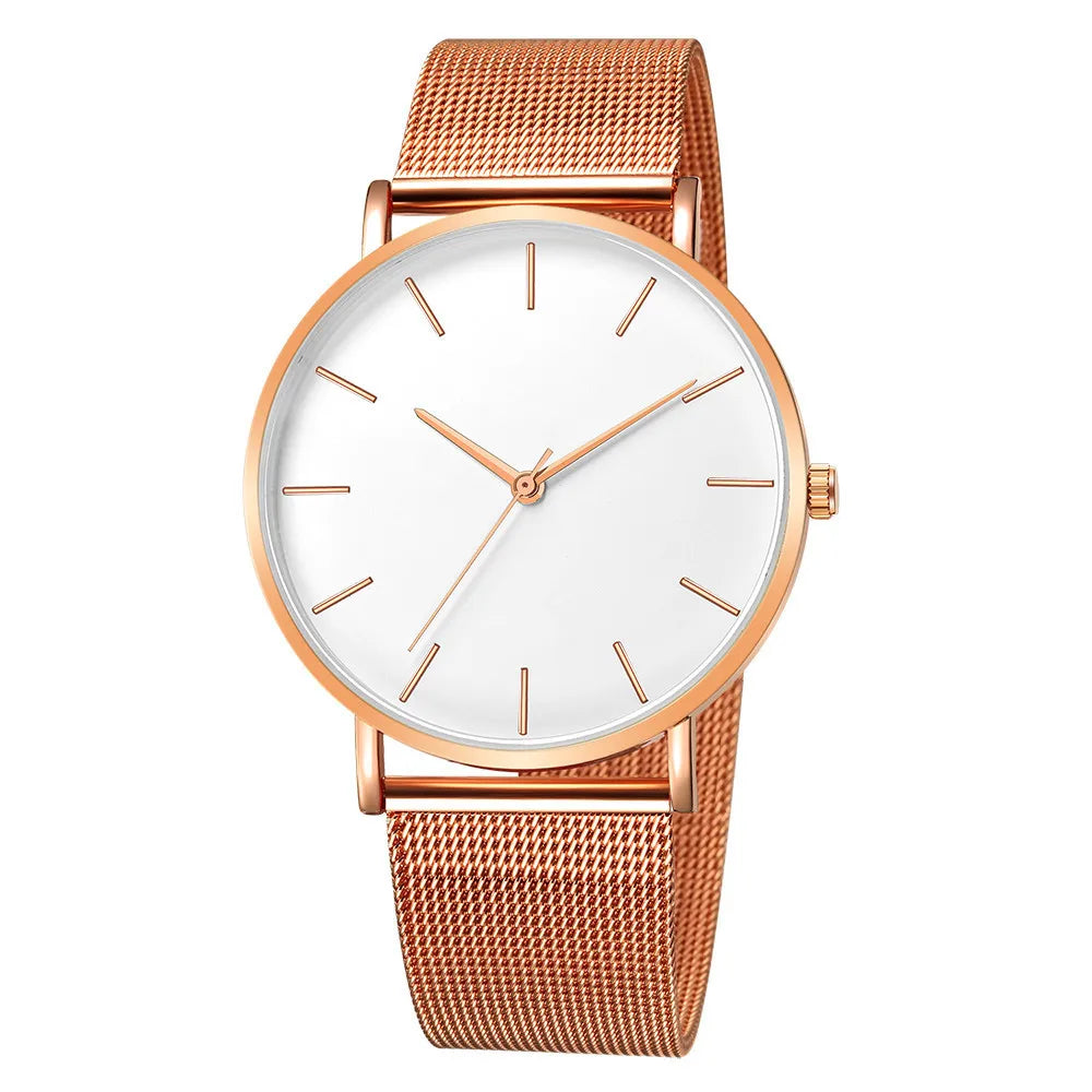 Men Casual Fashion Ultra Thin Watches  Stainless Steel