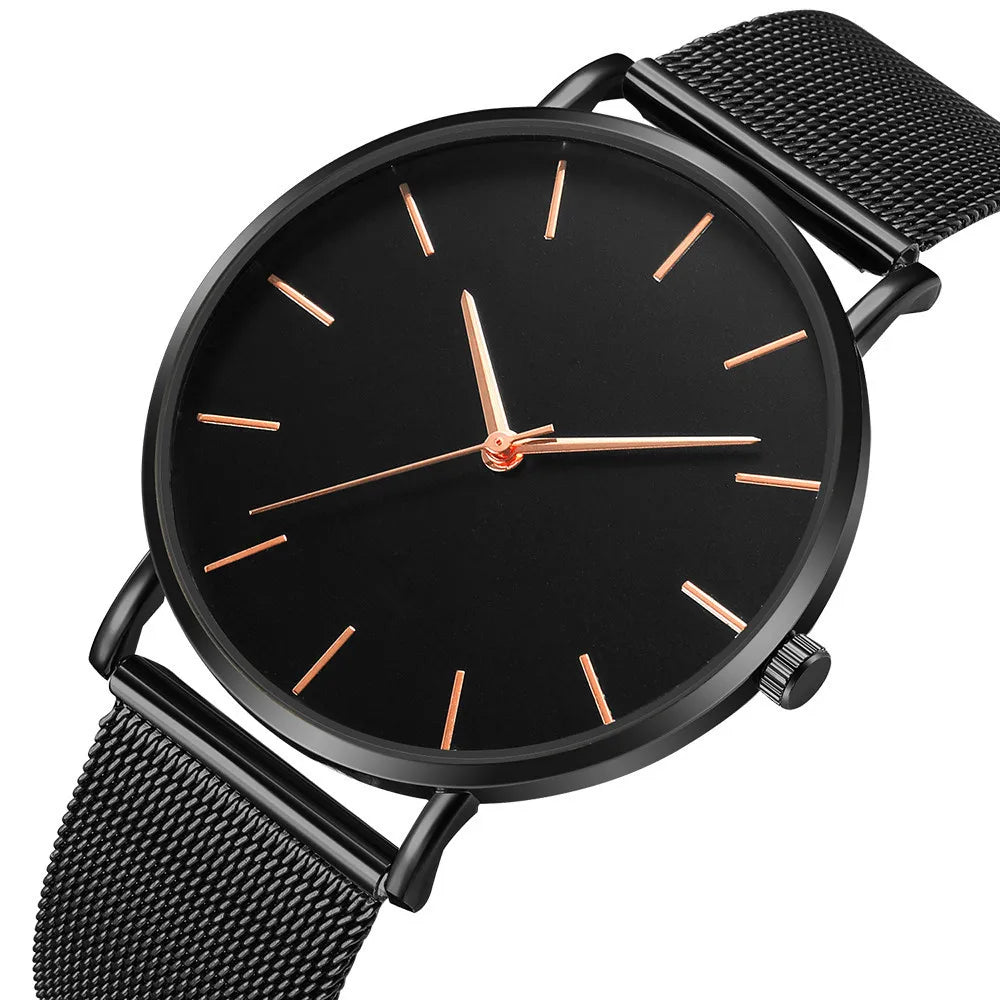 Men Casual Fashion Ultra Thin Watches  Stainless Steel