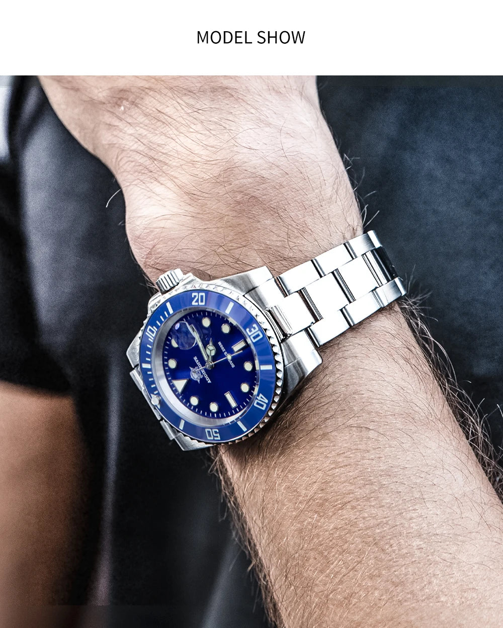 ADDIESDIVE Stainless Steel Watch for Men Waterproof Outdoor Leisure Sports Watch
