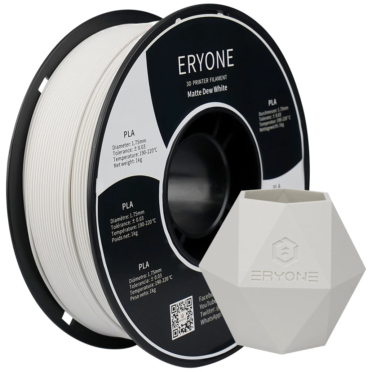 ERYONE PLA Matte Premium Filament 3D Print, Multicolour Available, 1KG/Spool
