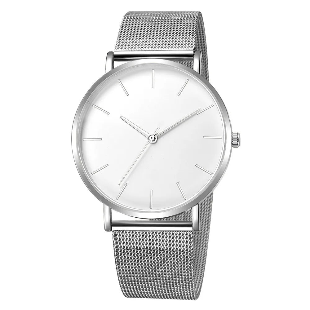 Men Casual Fashion Ultra Thin Watches  Stainless Steel