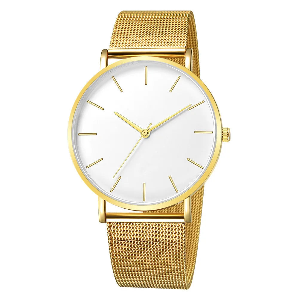 Men Casual Fashion Ultra Thin Watches  Stainless Steel