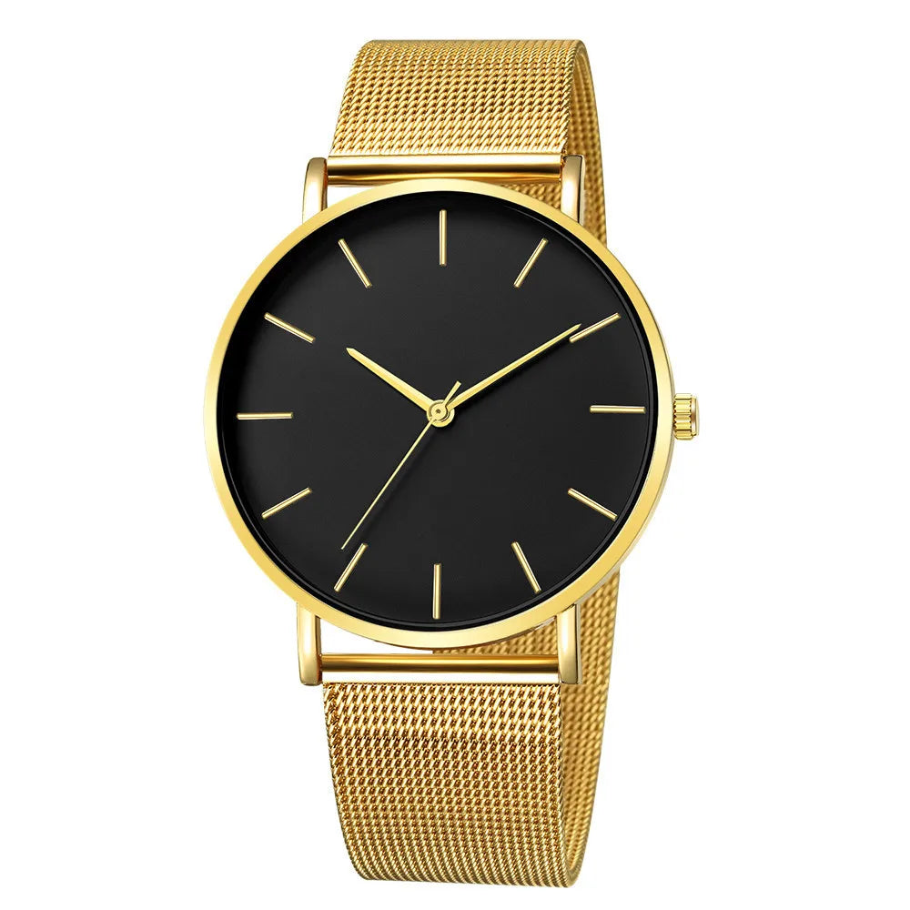 Men Casual Fashion Ultra Thin Watches  Stainless Steel