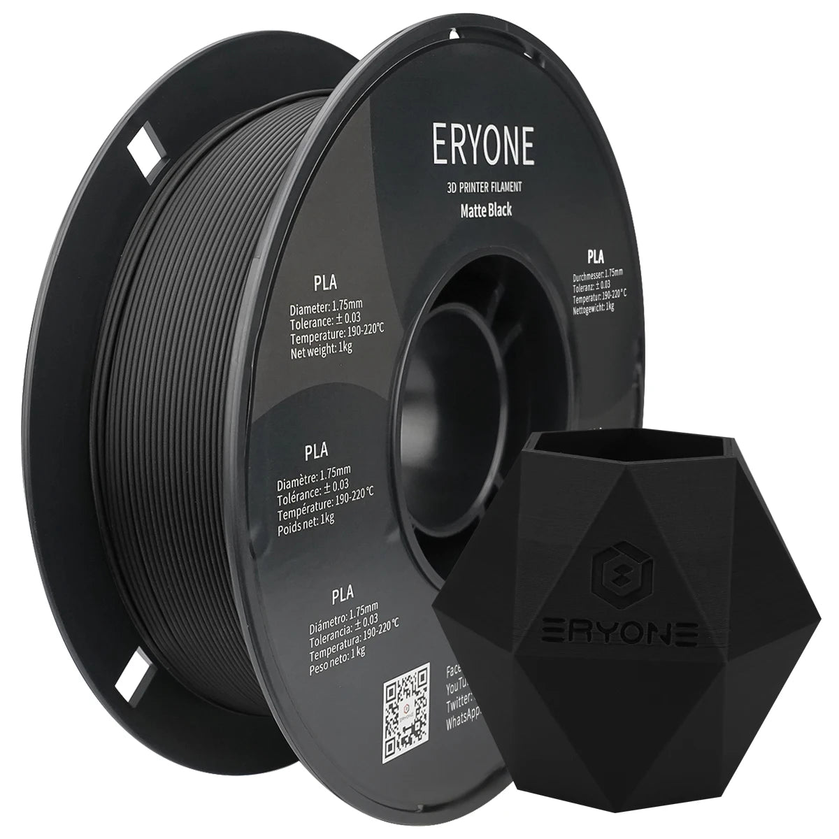 ERYONE PLA Matte Premium Filament 3D Print, Multicolour Available, 1KG/Spool