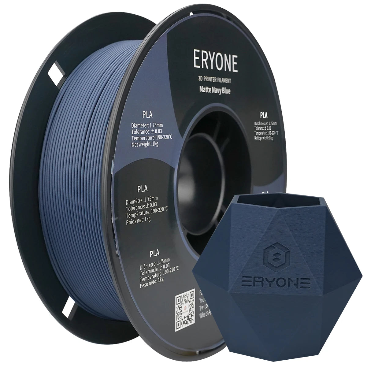 ERYONE PLA Matte Premium Filament 3D Print, Multicolour Available, 1KG/Spool