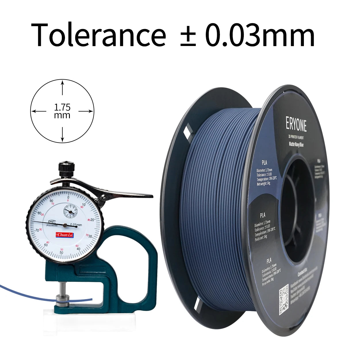 ERYONE PLA Matte Premium Filament 3D Print, Multicolour Available, 1KG/Spool