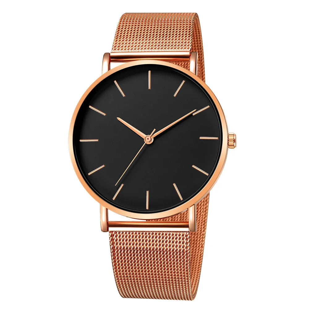 Men Casual Fashion Ultra Thin Watches  Stainless Steel