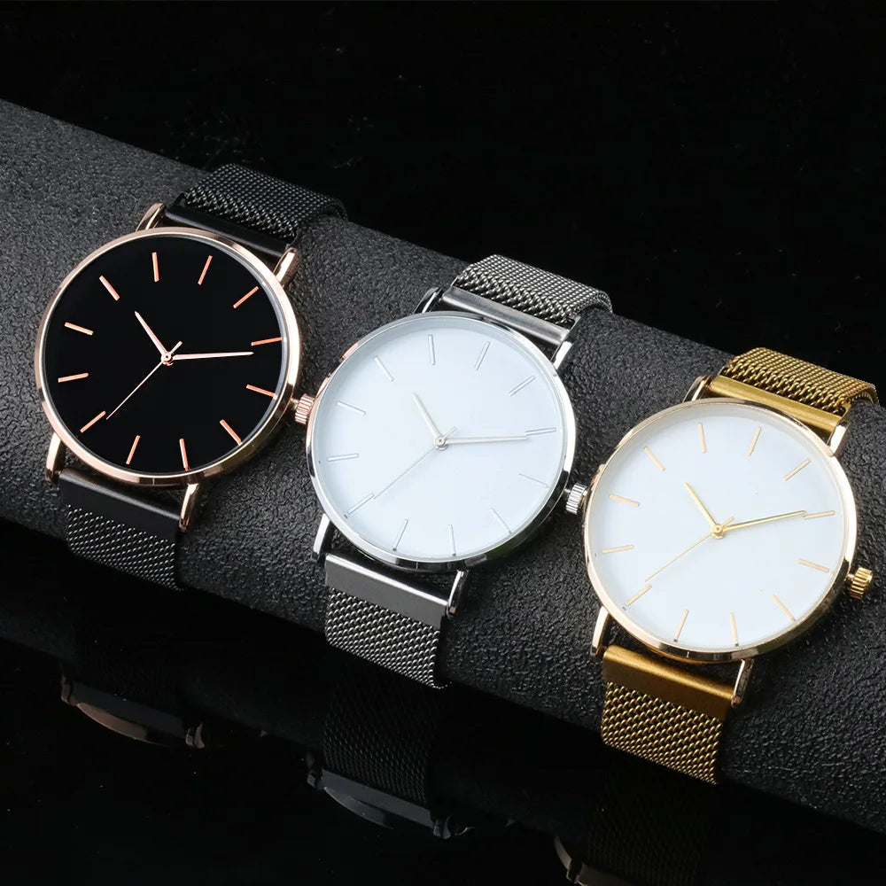 Men Casual Fashion Ultra Thin Watches  Stainless Steel