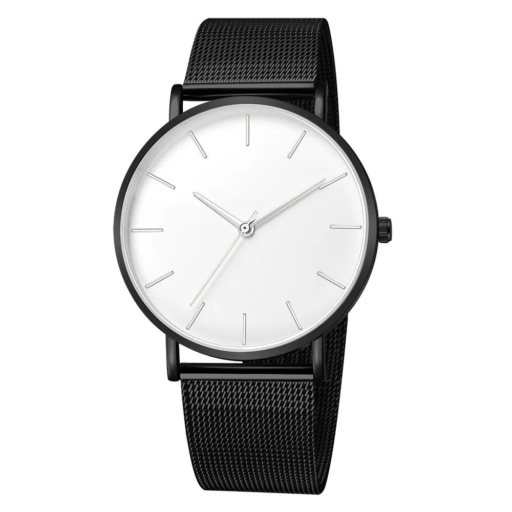 Men Casual Fashion Ultra Thin Watches  Stainless Steel