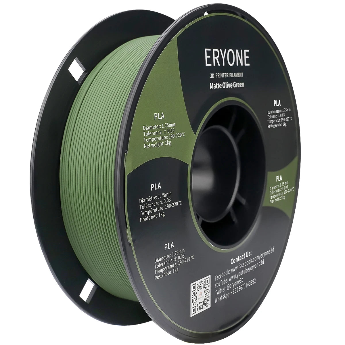 ERYONE PLA Matte Premium Filament 3D Print, Multicolour Available, 1KG/Spool