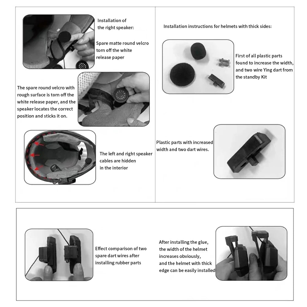 KEBIDUMEI Motorcycle Helmet Stereo Bluetooth Wireless Handsfree Mic Headphones For Motorbike Rider