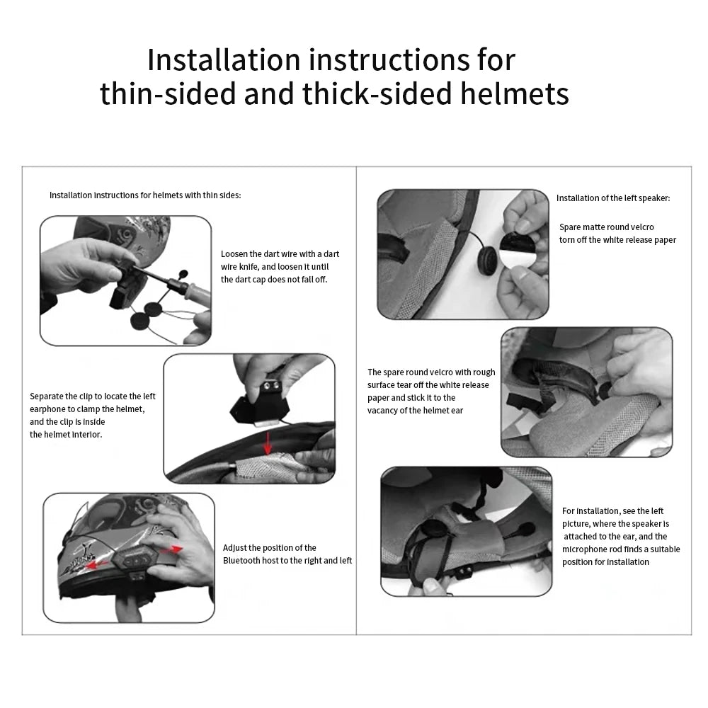 KEBIDUMEI Motorcycle Helmet Stereo Bluetooth Wireless Handsfree Mic Headphones For Motorbike Rider