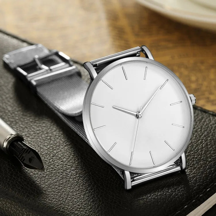 Men Casual Fashion Ultra Thin Watches  Stainless Steel