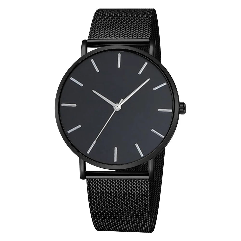 Men Casual Fashion Ultra Thin Watches  Stainless Steel