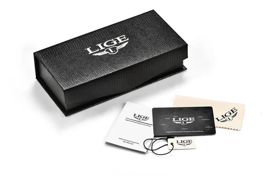 LIGE Sports Luxury Waterproof Ultra-Thin Watch for Men Women