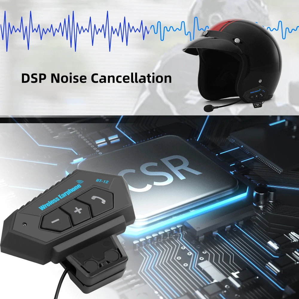 KEBIDUMEI Motorcycle Helmet Stereo Bluetooth Wireless Handsfree Mic Headphones For Motorbike Rider