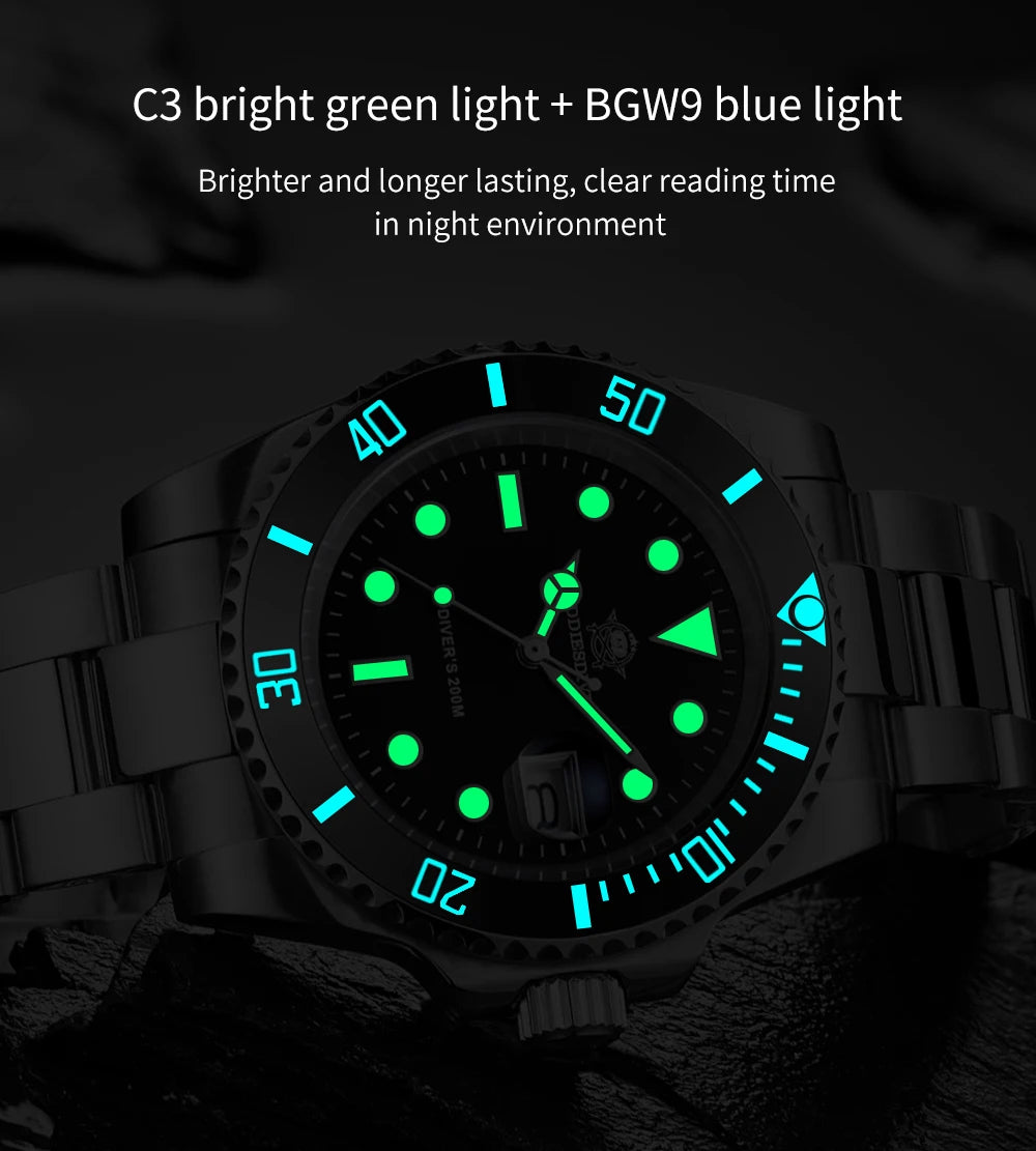 ADDIESDIVE Stainless Steel Watch for Men Waterproof Outdoor Leisure Sports Watch