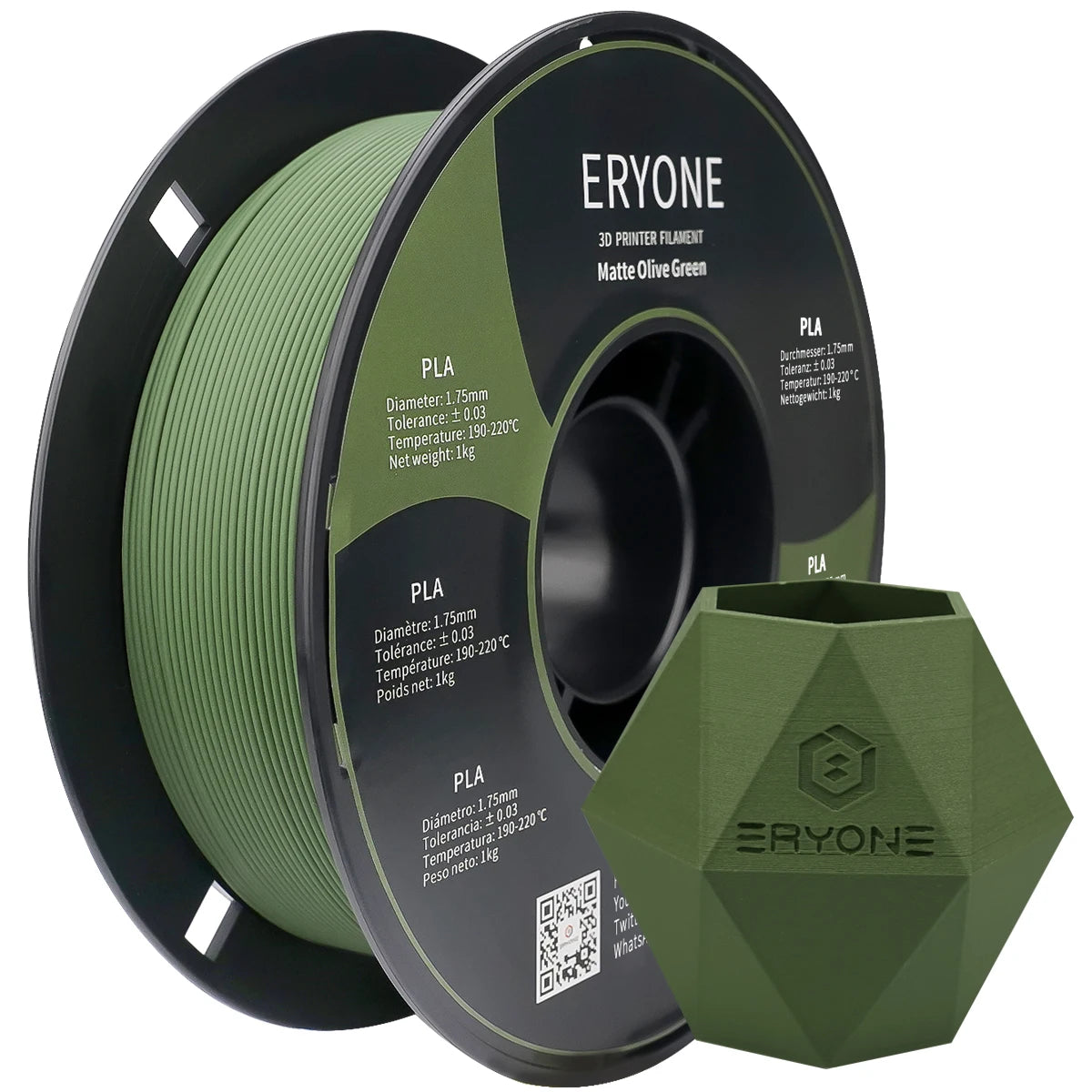 ERYONE PLA Matte Premium Filament 3D Print, Multicolour Available, 1KG/Spool