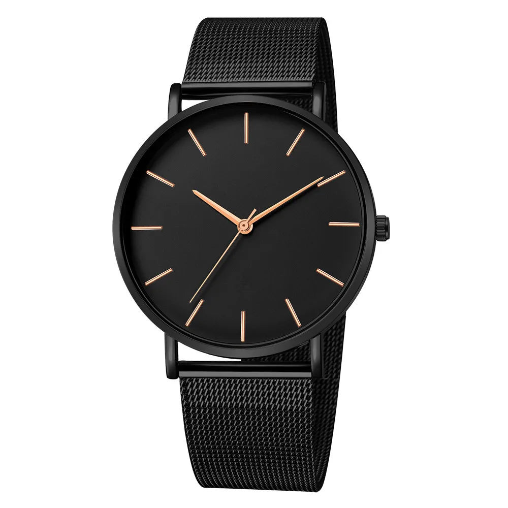 Men Casual Fashion Ultra Thin Watches  Stainless Steel