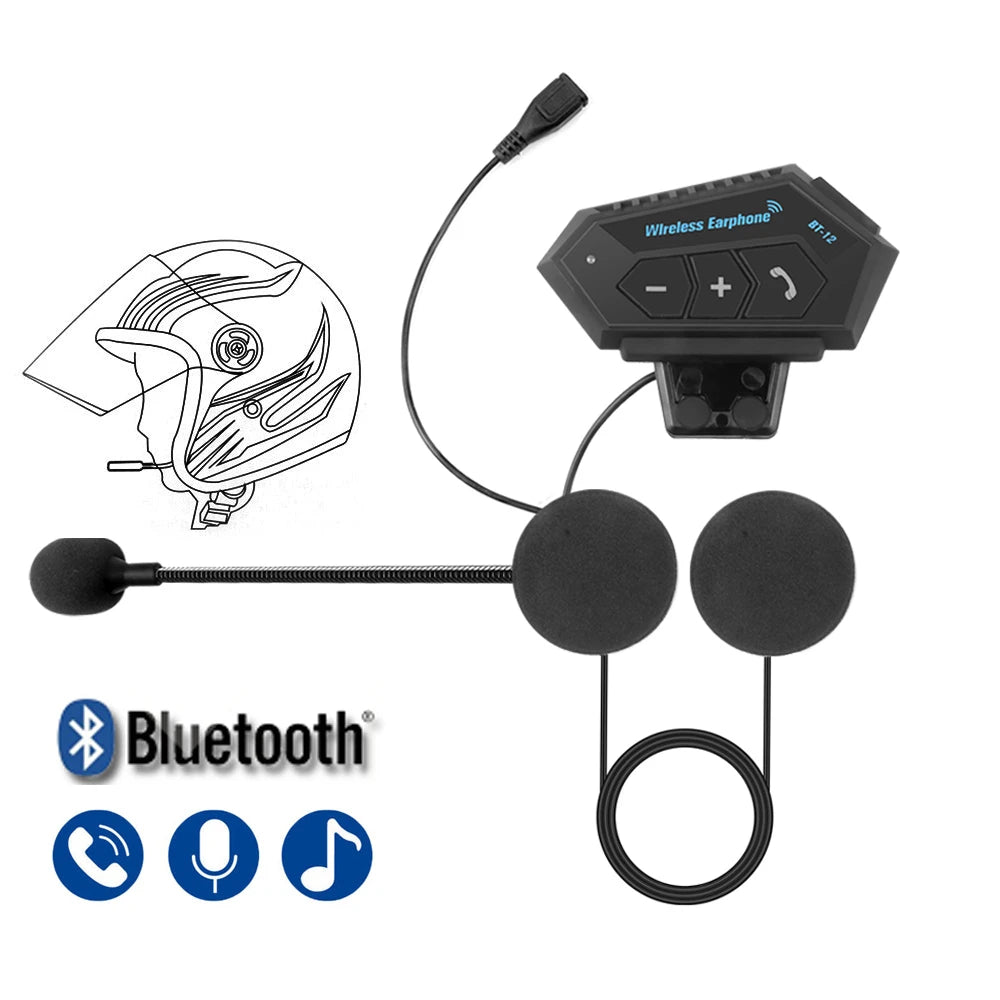KEBIDUMEI Motorcycle Helmet Stereo Bluetooth Wireless Handsfree Mic Headphones For Motorbike Rider