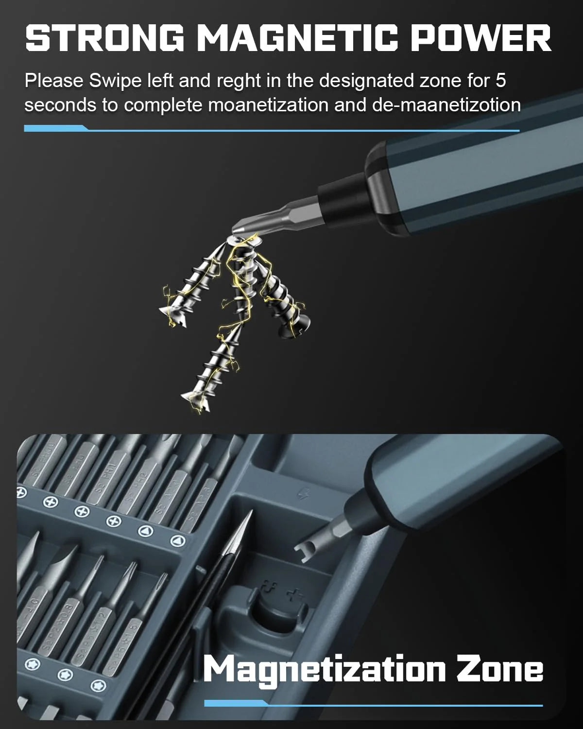Precision Electric Screwdriver Set with 64 Magnetic Bits 5 Torque Adjustable Mini Power Tool for iPhone Watch Camera Laptop PC