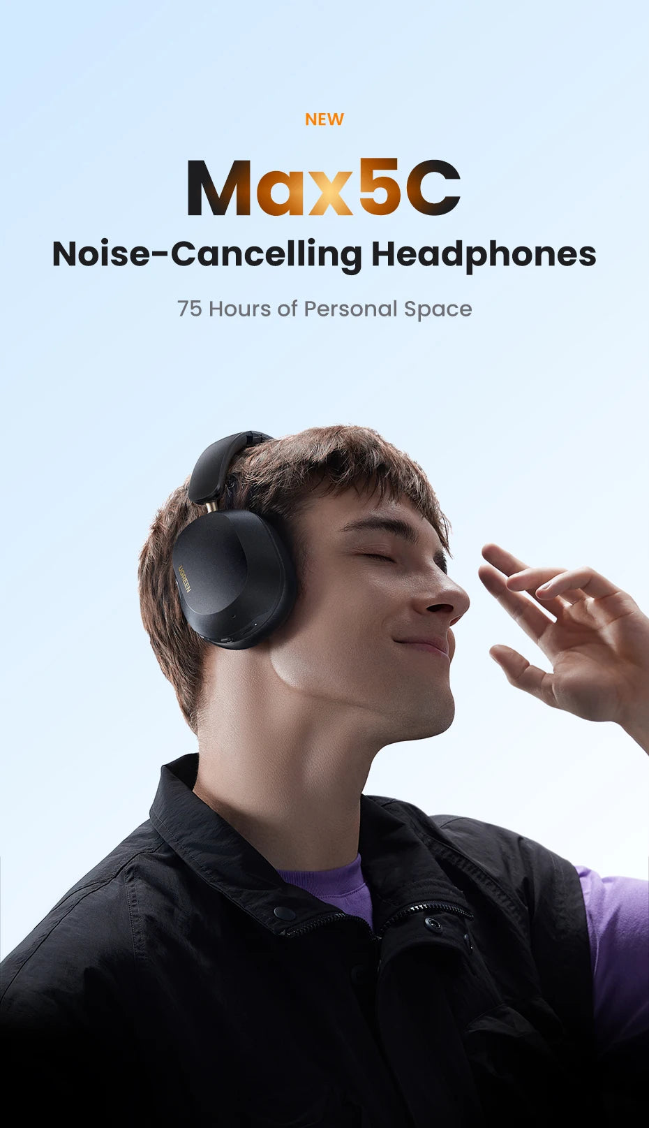 UGREEN  Wireless Bluetooth Headphones Noise Cancellation Hi-Res Spatial Audio Earphones Headset