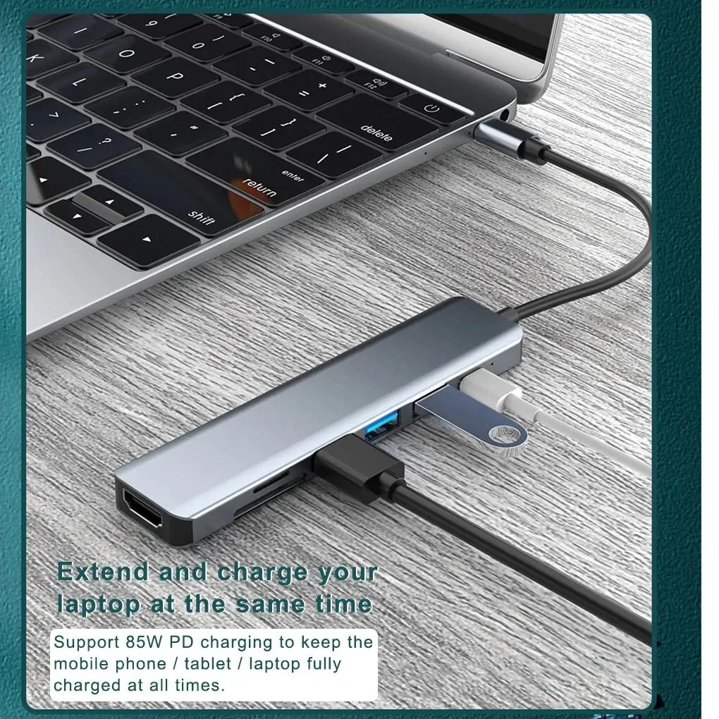 7-in-1 USB C Docking Station 4K HDMI-compatible Adapter USB 3.0 HUB TYPE C to HDMI PD 87W USB C Splitter for Laptop MacBook Pro