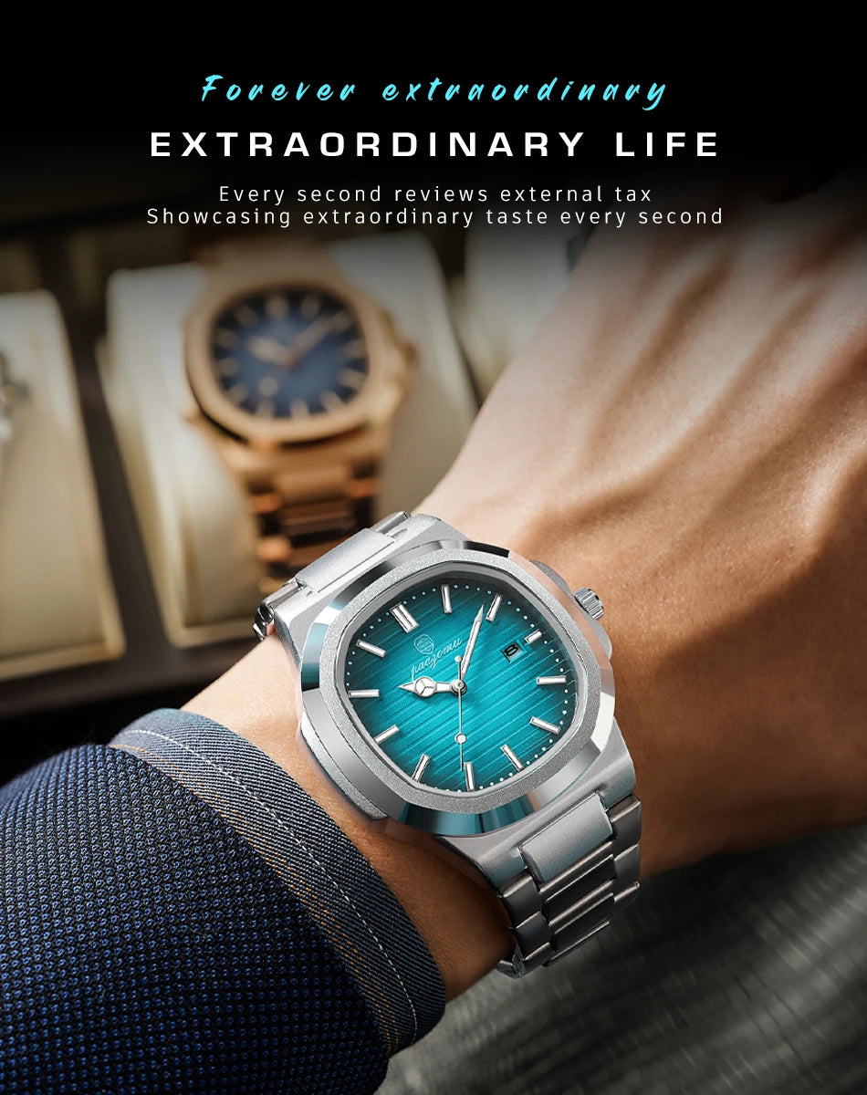 PAAZOMU Luxury Stainless Steel Business Waterproof Luminous Men Watch