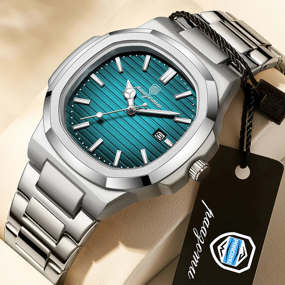 PAAZOMU Luxury Stainless Steel Business Waterproof Luminous Men Watch