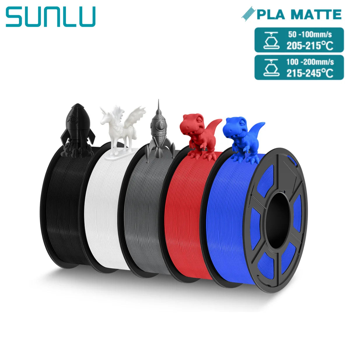 SUNLU 5KG PLA Matte 3D Printer Filament 1.75mm 1KG/Roll Frosted Texture Neatly Wound For FDM 3D Printing Filaments Fast Ship
