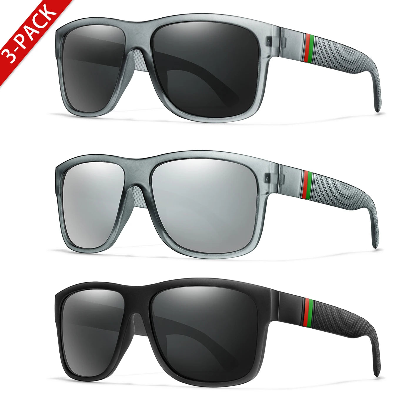 Classic Men Square Polarized  Sunglasses for Outdoor Driving Cycling Running Goggles Vintage Large Frame UV400