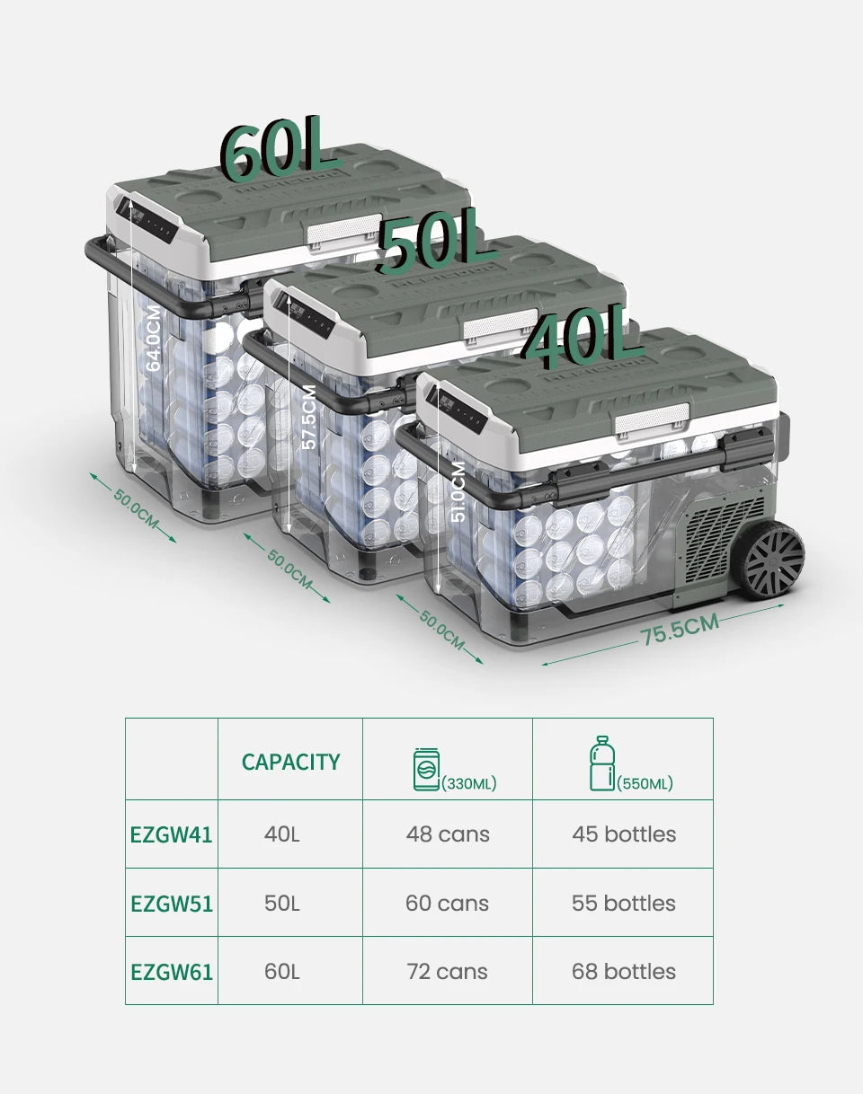 ALPICOOL: Car Refrigerator Portable Compressor Cooler 12/24V DC 100-240V AC Mini Fridge Freezer for Camping40L 50L 60L  BBQ