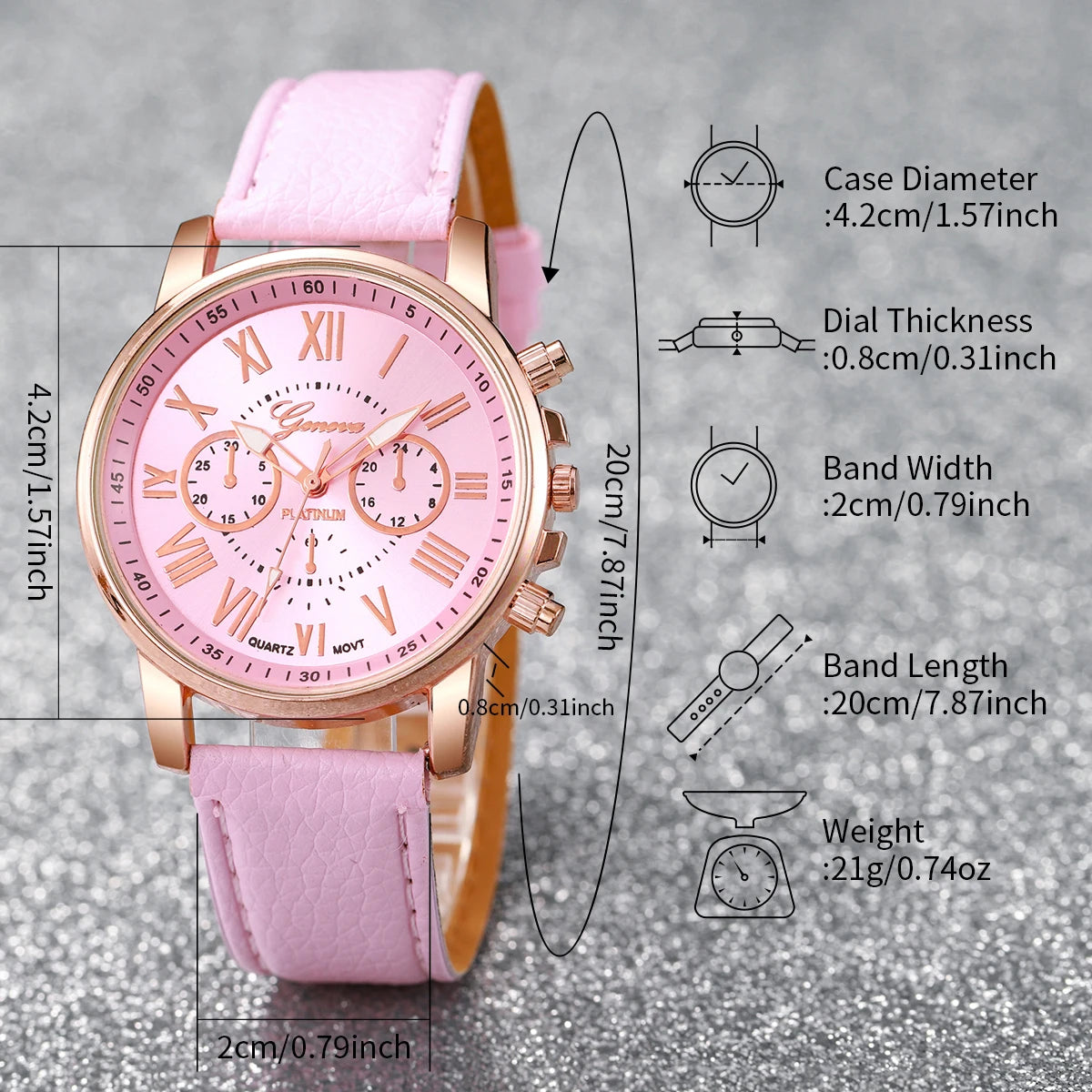 5PCS/Set Fashion Women Watch Rhinestone Heart Jewellery