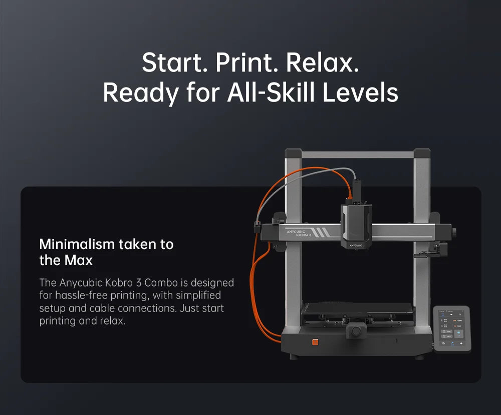 ANYCUBIC Kobra 3 Combo AE Version Multi-Color FDM 3D Printer Max 600mm/s Printing Speed Build Size 250x250x260mm