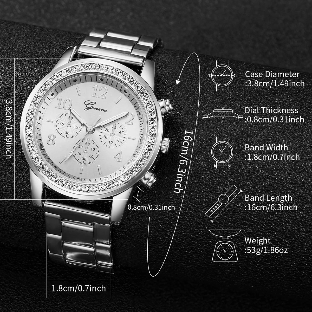Fashion Rhinestone Women Luxury Watches Steel Band Ladies Quartz 4 pcs /set