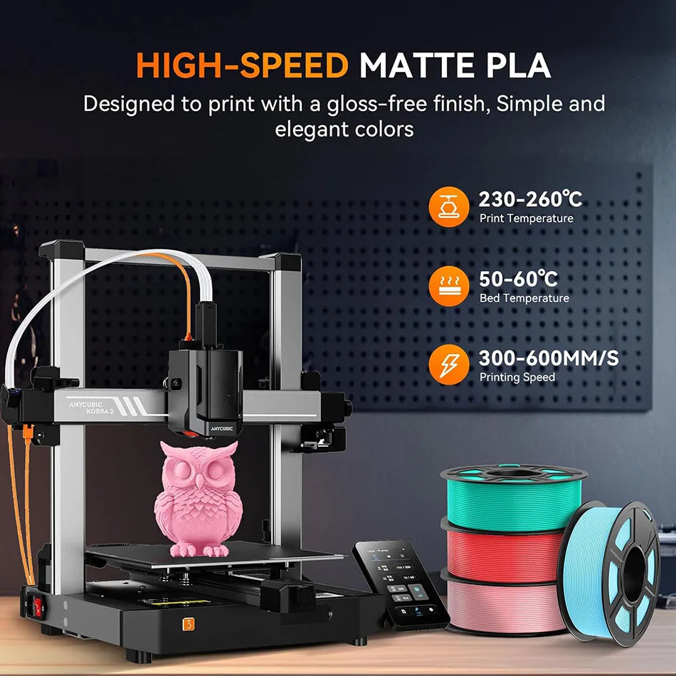 JAYO PLA Classic 3D Printer Filament 1.75mm High Speed Matte PLA 3D Filament 4Rolls/set Neatly Wound Matte Effect 1.1KG/Roll