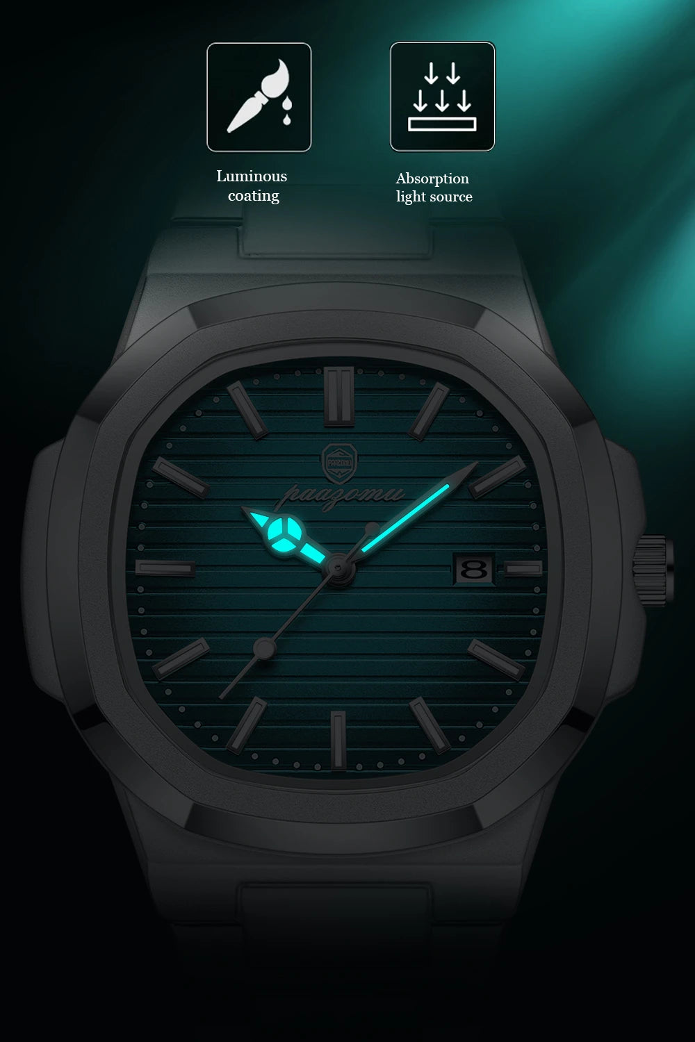 PAAZOMU Luxury Stainless Steel Business Waterproof Luminous Men Watch