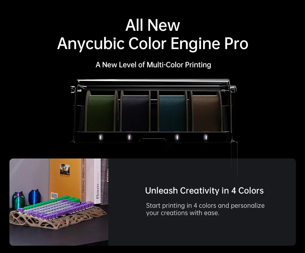 ANYCUBIC Kobra 3 Combo AE Version Multi-Color FDM 3D Printer Max 600mm/s Printing Speed Build Size 250x250x260mm