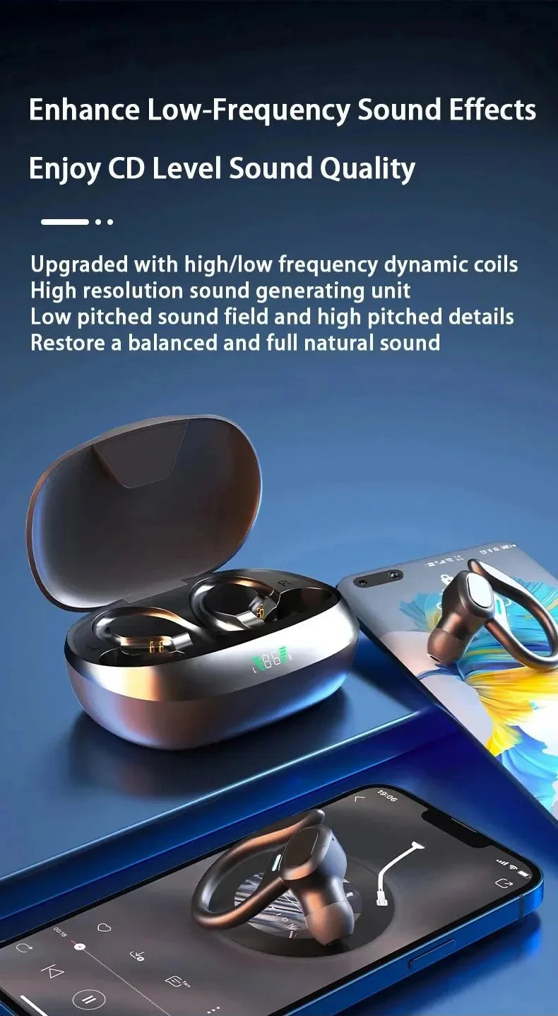 SJUJ Wireless Ear hook Sports HIFI Stereo Waterproof Earbuds With Mic