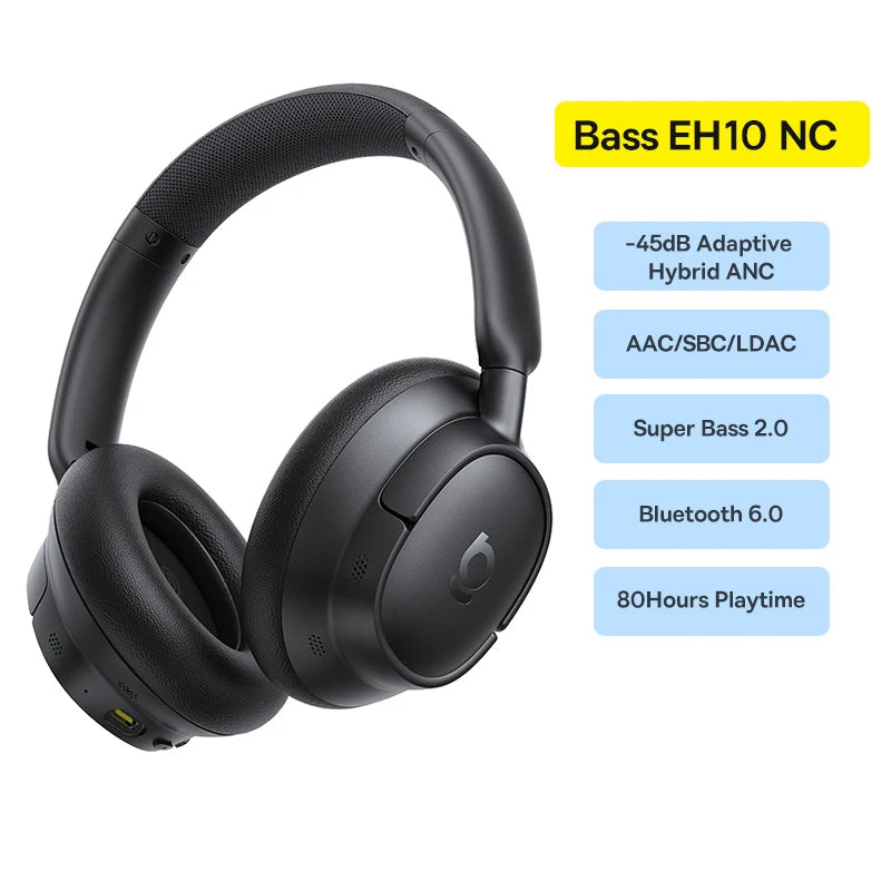 Baseus Wireless Headphones Bluetooth 5.4 Noise Cancelling Hi-Res Spatial Audio 120Hours Time