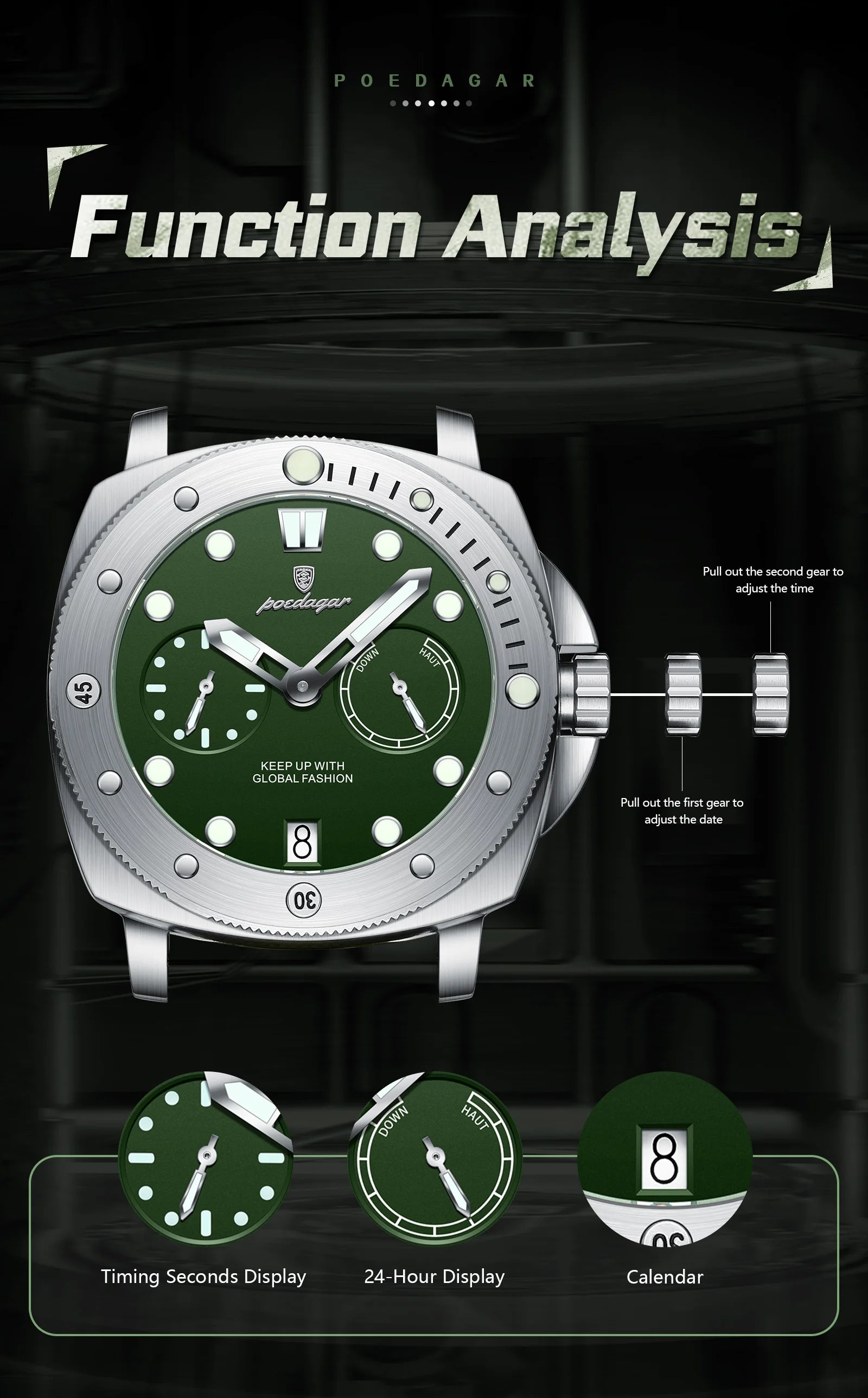 POEDAGAR High Quality Military Watch For Man Waterproof Luminous Date