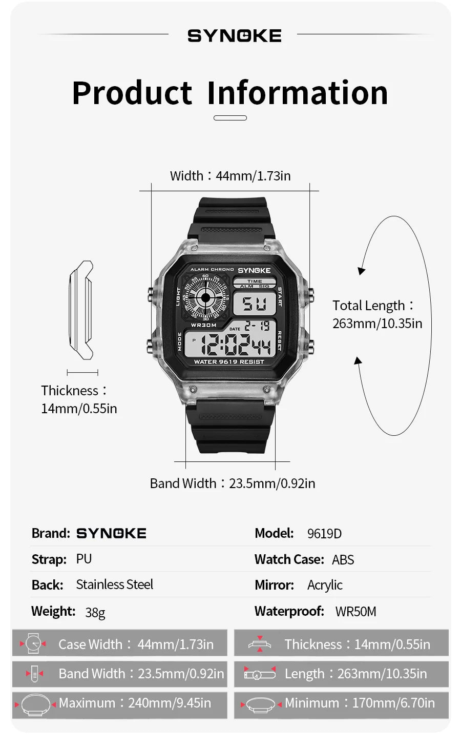 SYNOKE Digital  Men and Women Sport Watch