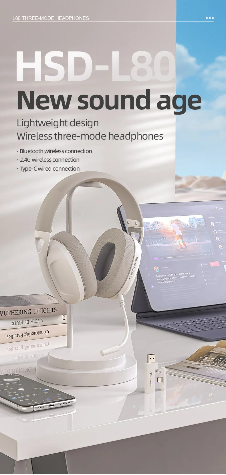 SMAILWOLF wireless Bluetooth lightweight gaming sports bass headsets