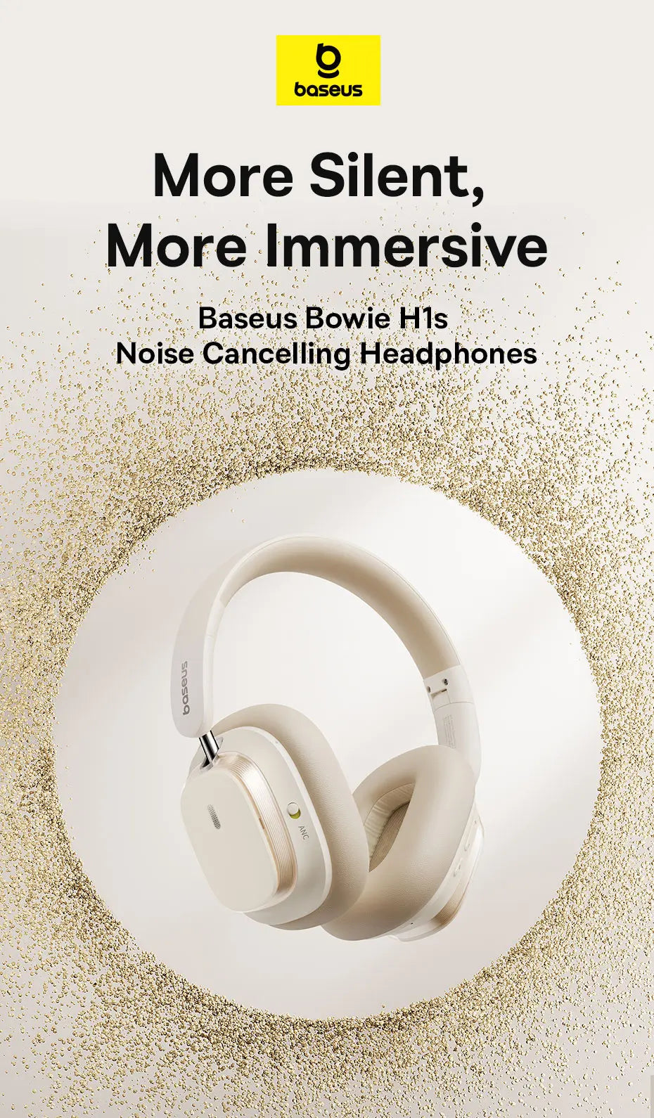 Baseus Wireless Headphones Bluetooth 5.4 Noise Cancelling Hi-Res Spatial Audio 120Hours Time