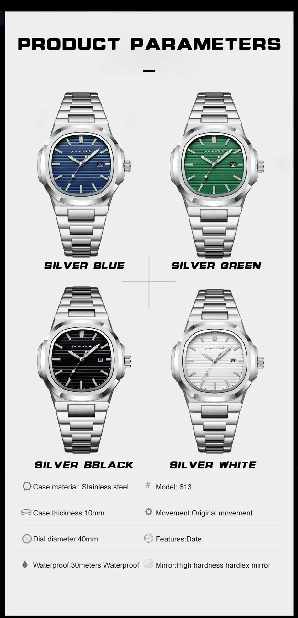 JOOENIOK Top Luxury Waterproof Luminous Men Watch