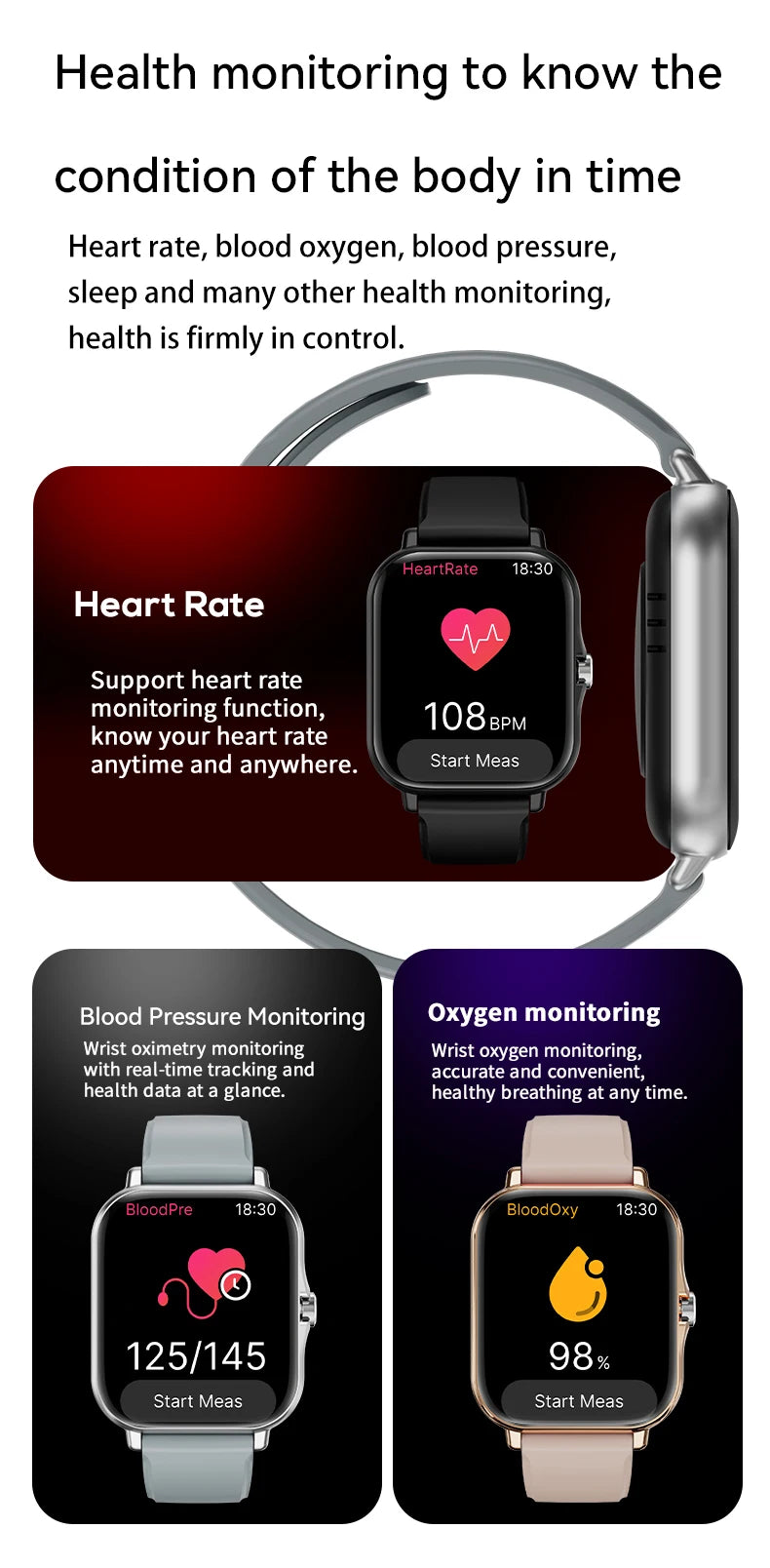 LAXASFIT Heart Rate Monitor Sports Fitness Smart Watch for Men Women