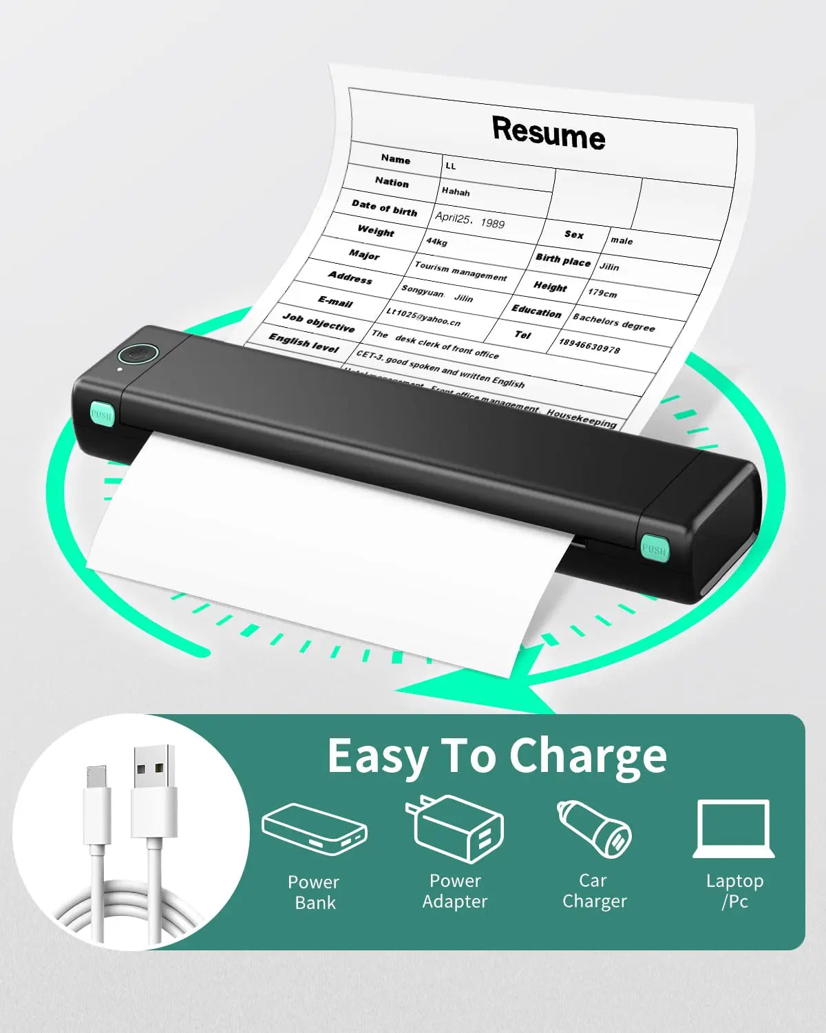 Phomemo  A4 Paper Portable Thermal  Bluetooth Mobile Printer Compatible with Android & iOS Phone & Laptop