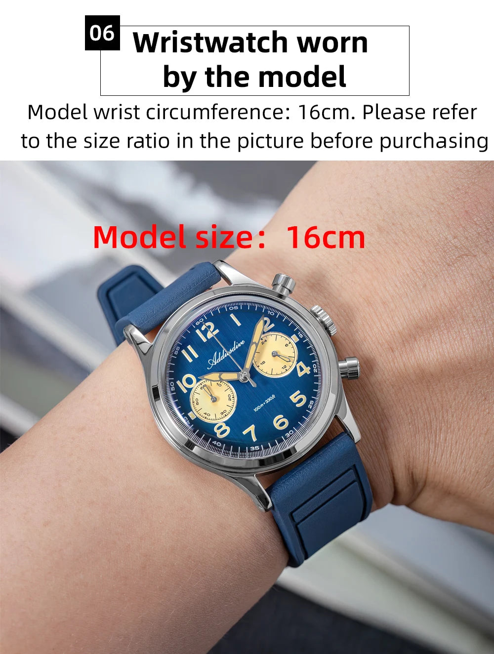 ADDIESDIVE Chronograph 38 mm Luminous Bubble Mirror 10Bar Waterproof Steel Watch for Men